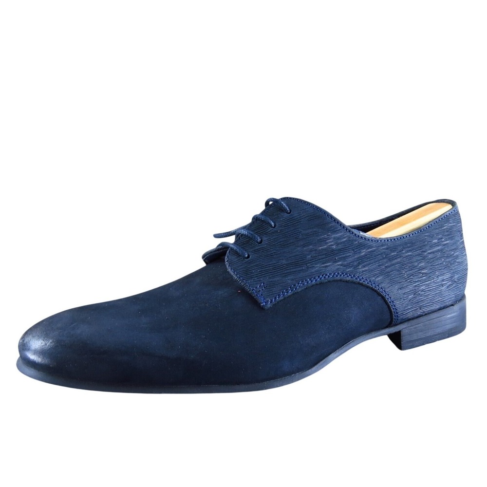 Zara Men's Man Derby Oxfords Blue Leather Size 8 Medium Gently Used 2025